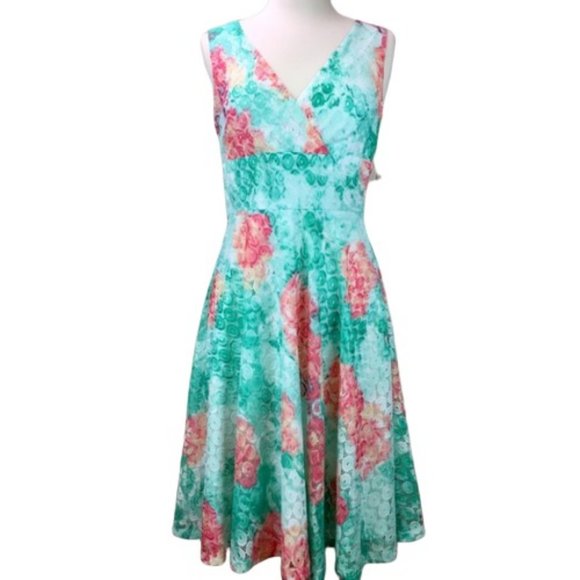 Sandra Darren Dress Floral Eyelet Overlay New - Picture 8 of 10